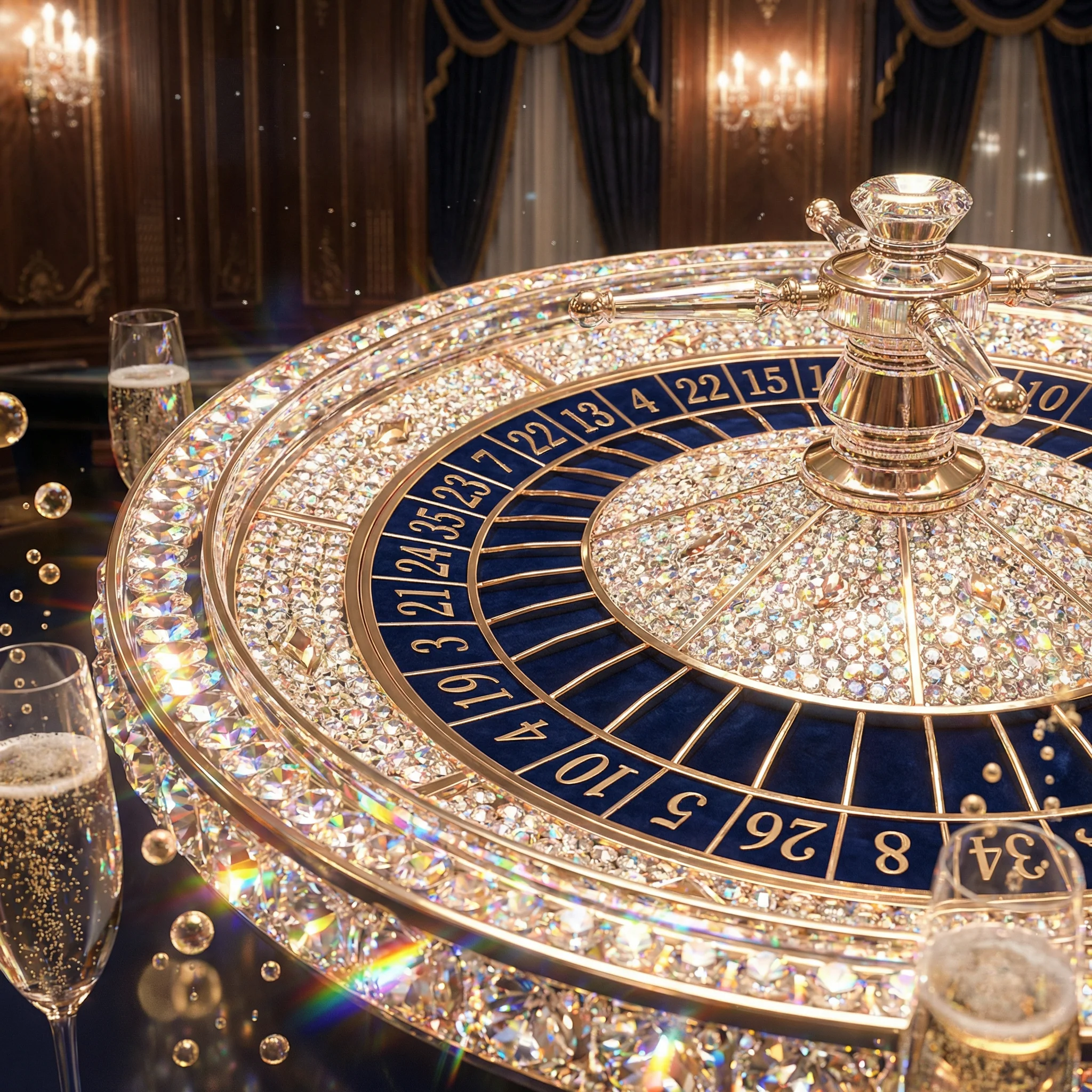 晶莹剔透的水晶轮盘，等待玩家在 百家乐 中做出选择